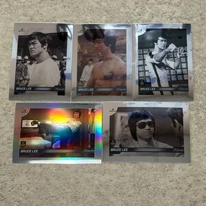 All 5 Bruce Lee Dragon 2024 Silver Chrome Refractor MMA Movie Cards BV $50